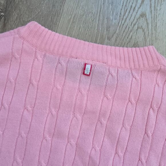 Vintage Southpole Pink Cable Knit Sweater sz Large Y2K 2000s Crewneck Preppy - Picture 6 of 6
